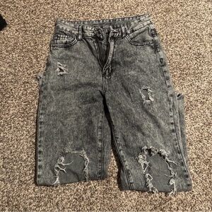 SHEIN Black and Gray Acid Wash Jeans